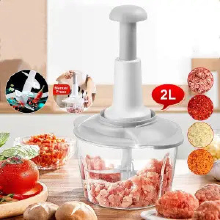 Double Blade Hand Push Chopper & Meat Mincer